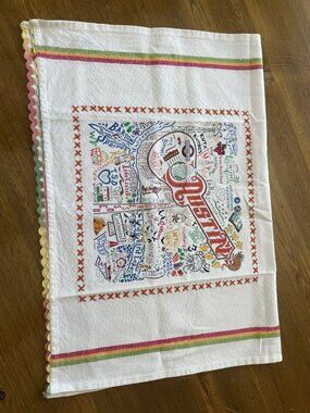 Austin dish, hand, bar towel catstudio, rick rack edge, embroidery, cotton  NEW